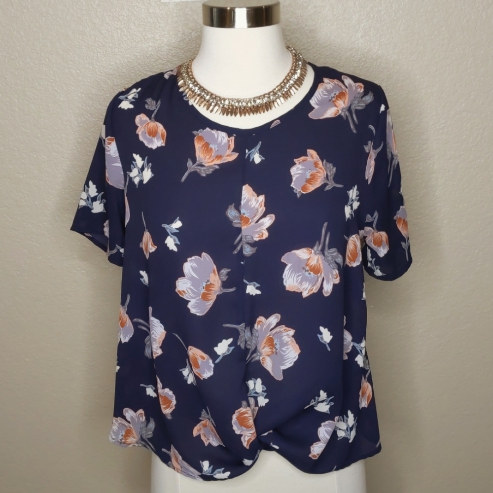 Sienna Sky Blouse blue floral print size Small